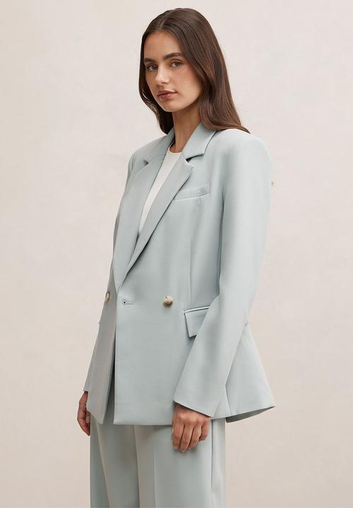 Forever New - Lee double breasted blazer in hazy aqua suit