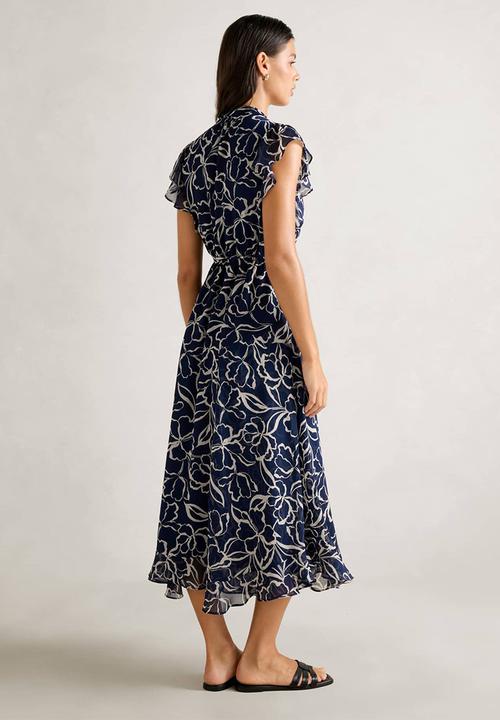 Forever New - Maxwell flutter sleeve midi dress in navy myra floral