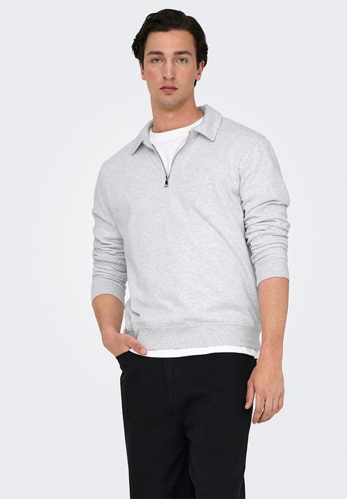 Only & Sons - Onsdavid reg half zip sweat noos - light grey melange