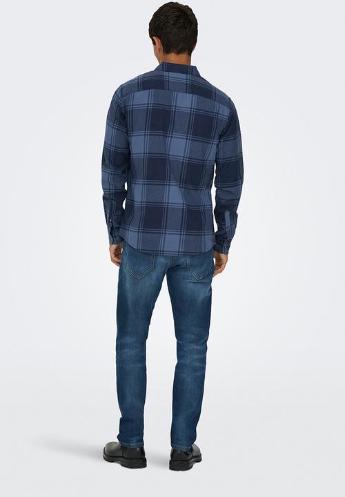 Only & Sons - Onsgudmund long sleeve checked shirt noos - Navy Blazer Vintage