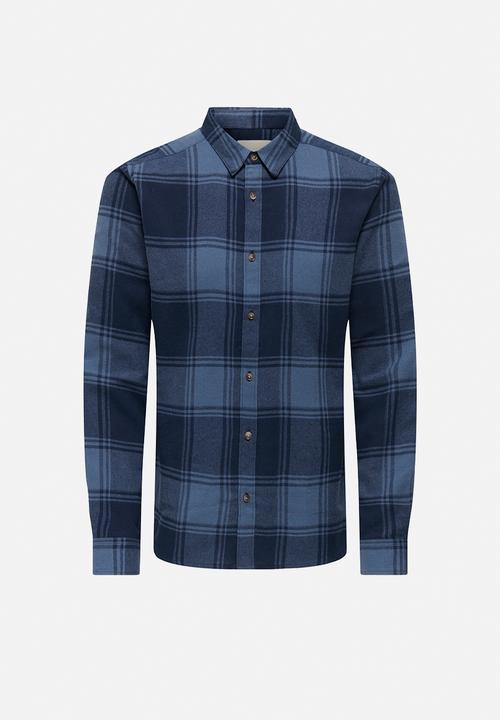 Only & Sons - Onsgudmund long sleeve checked shirt noos - Navy Blazer Vintage