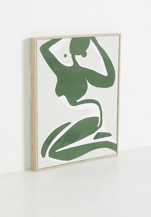 Sixth Floor - Composition Figure Framed Wall Art - Green