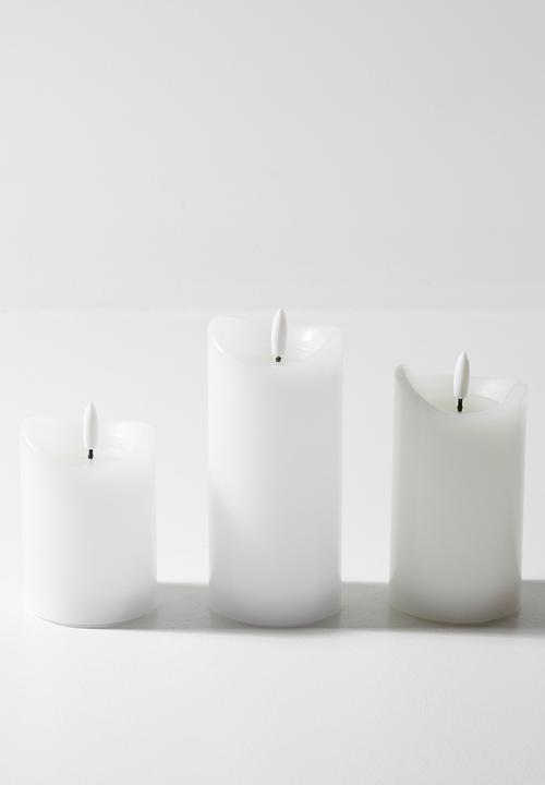 H&S - Led Candle Set Of 3Pcs - White