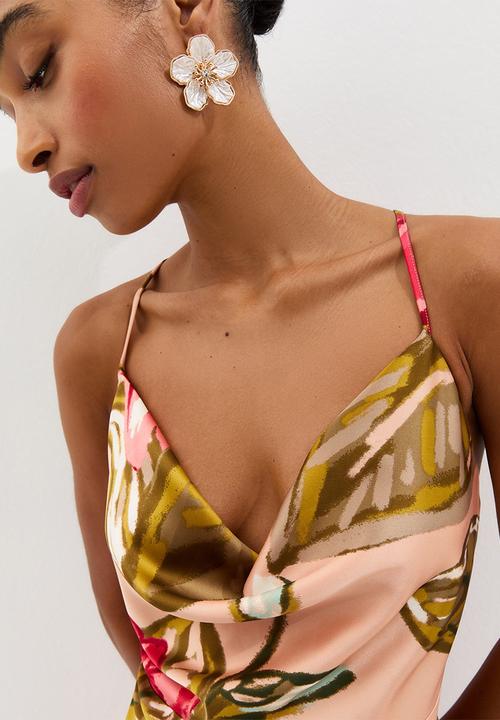 New Look - Lola lotus placement cami midi - pink