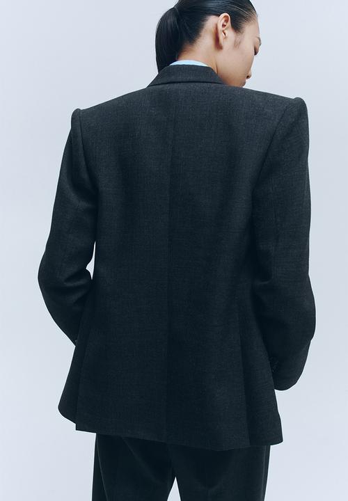 H&M - WARDROBE.NYC H&M:  Double-breasted wool blazer - dark grey marl