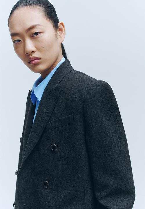 H&M - WARDROBE.NYC H&M:  Double-breasted wool blazer - dark grey marl