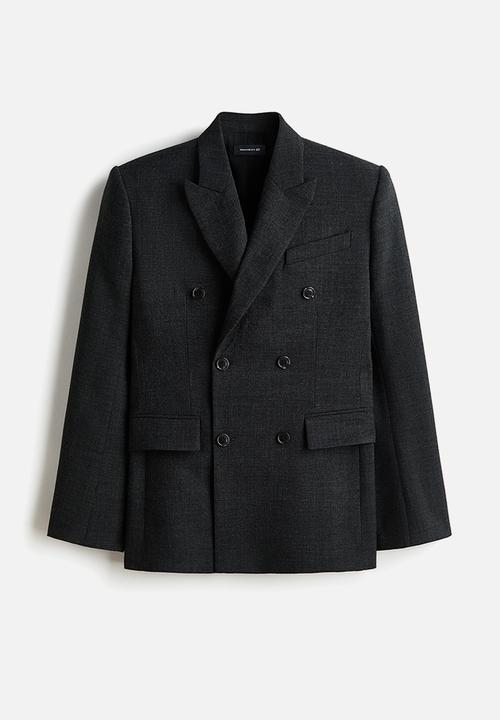 H&M - WARDROBE.NYC H&M:  Double-breasted wool blazer - dark grey marl