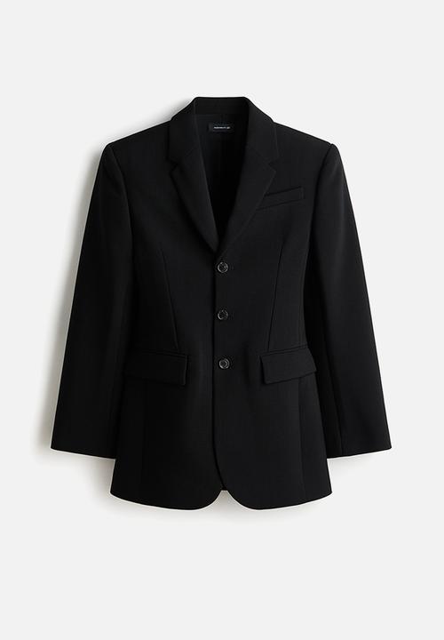 H&M - WARDROBE.NYC H&M:  Wool-blend hourglass blazer - black