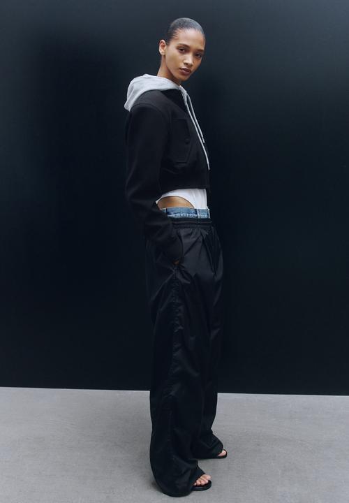 H&M - WARDROBE.NYC H&M:  Cropped wool bomber jacket - black