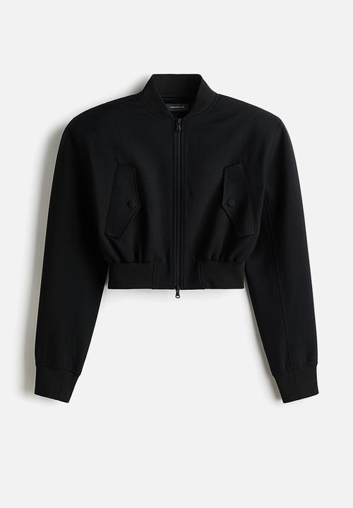 H&M - WARDROBE.NYC H&M:  Cropped wool bomber jacket - black