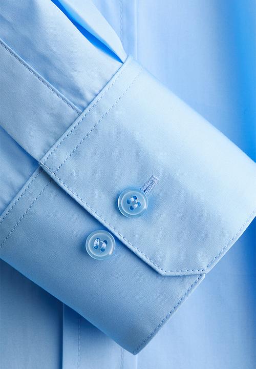 H&M - WARDROBE.NYC H&M:  Shoulder-pad poplin shirt - light blue