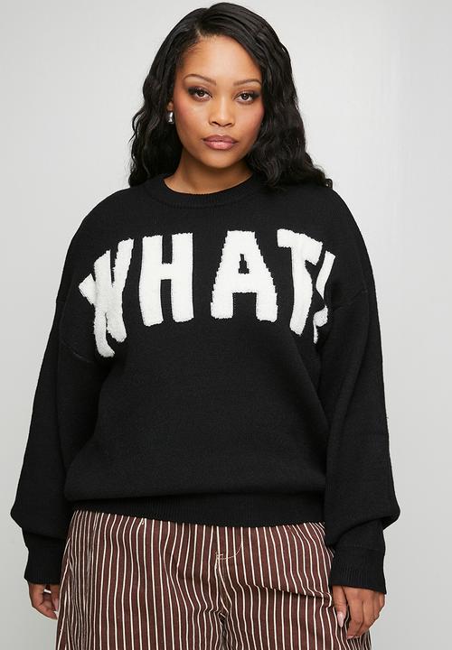 Me&B - Plus Essential Jumper in Textured What -  Black