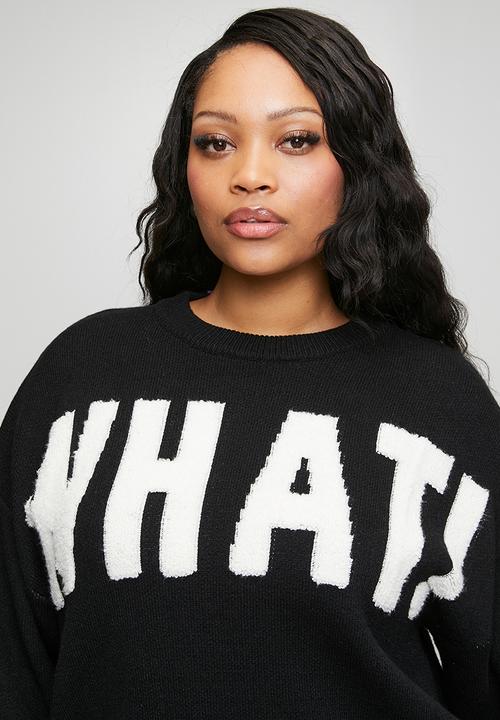 Me&B - Plus Essential Jumper in Textured What -  Black