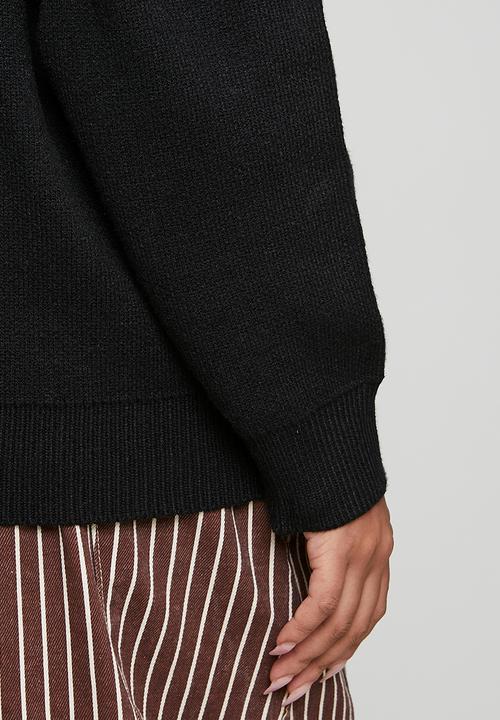 Me&B - Plus Essential Jumper in Textured What -  Black