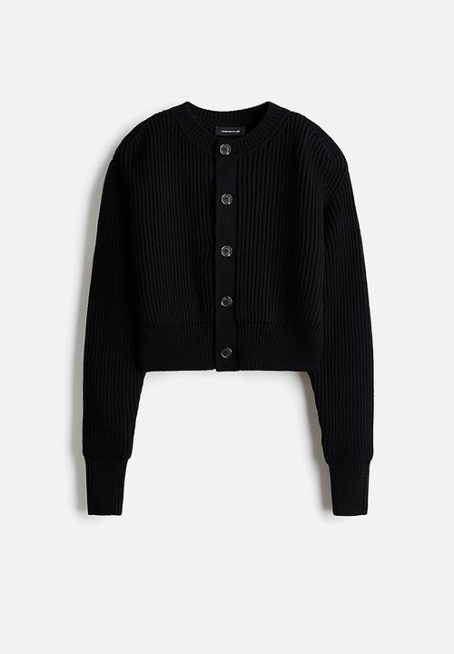 H&M - WARDROBE.NYC H&M:  Shoulder-pad wool cardigan - black
