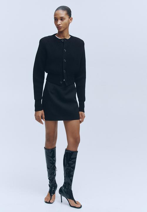 H&M - WARDROBE.NYC H&M:  Shoulder-pad wool cardigan - black