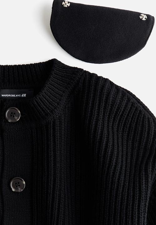 H&M - WARDROBE.NYC H&M:  Shoulder-pad wool cardigan - black