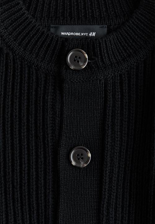 H&M - WARDROBE.NYC H&M:  Shoulder-pad wool cardigan - black