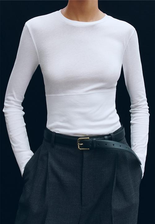 H&M - WARDROBE.NYC H&M:  Long-sleeved cotton top - white