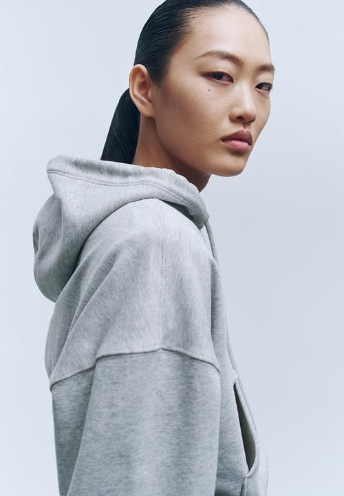 H&M - WARDROBE.NYC H&M:  Cropped hoodie - light grey marl
