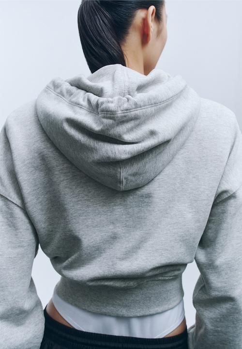 H&M - WARDROBE.NYC H&M:  Cropped hoodie - light grey marl
