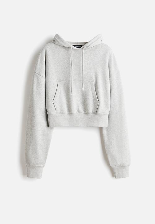 H&M - WARDROBE.NYC H&M:  Cropped hoodie - light grey marl