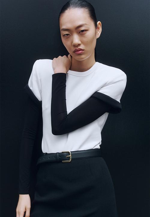 H&M - WARDROBE.NYC H&M:  Shoulder-pad body - white