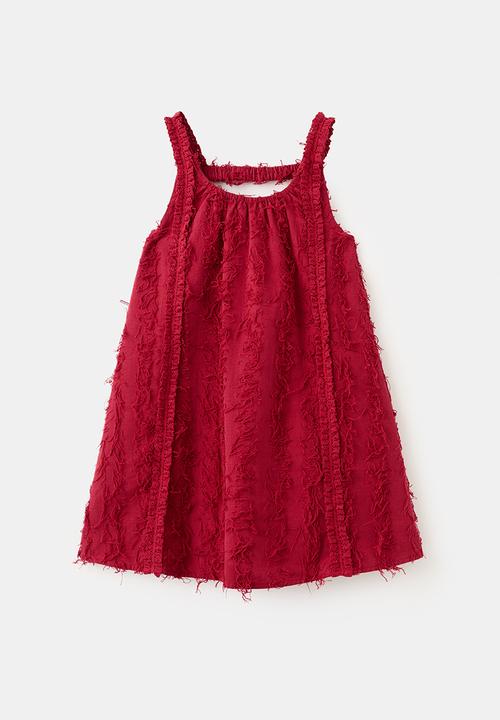 MANGO - Dress flecos - burgundy