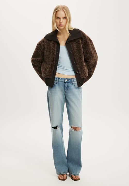 Cotton On - Oslo faux fur jacket - chocolate brown
