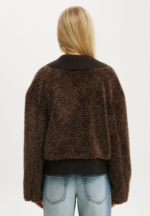 Cotton On - Oslo faux fur jacket - chocolate brown