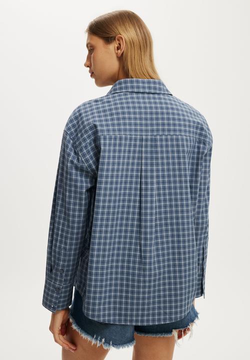 Cotton On - Sloane Oversized Shirt - Blue Check