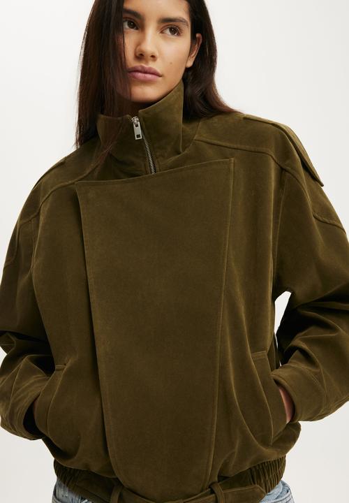 Cotton On - Cove Biker Jacket - Dark Olive
