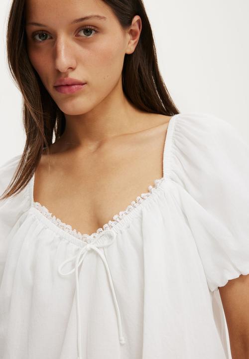 Cotton On - The Daydream Babydoll Top - White
