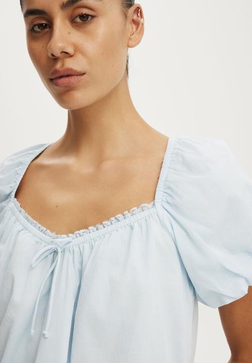 Cotton On - The Daydream Babydoll Top - Seaside Blue