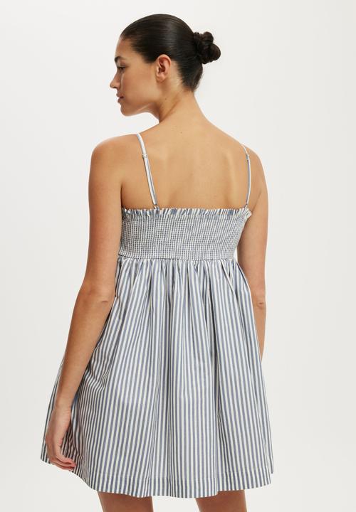 Cotton On - Eliza Babydoll Dress - Madi Stripe Weathered Blue
