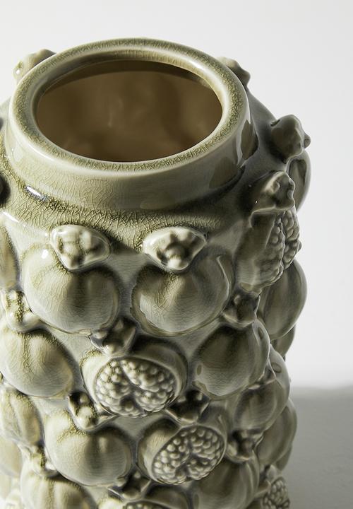 H&S - Pomegranate embossed vase - Green