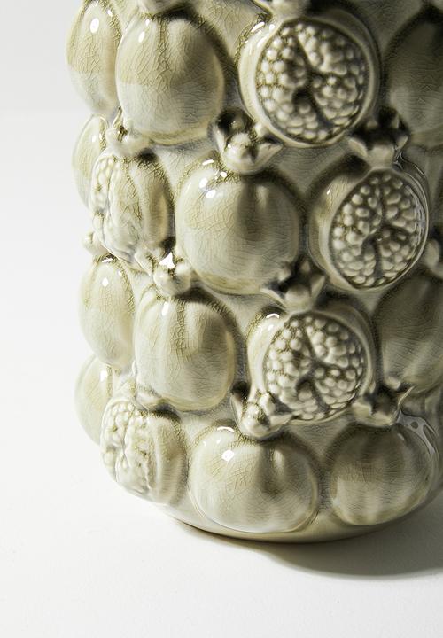 H&S - Pomegranate embossed vase - Green