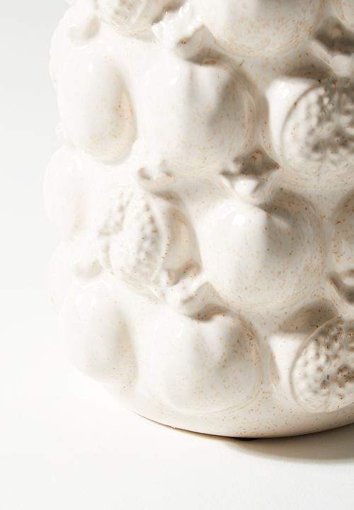 H&S - Pomegranate embossed vase - Ecru