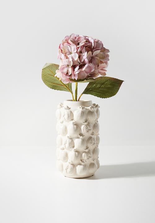 H&S - Pomegranate embossed vase - Ecru