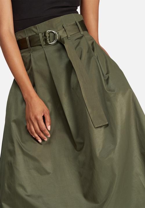 dailyfriday - Belted high waisted midi skirt