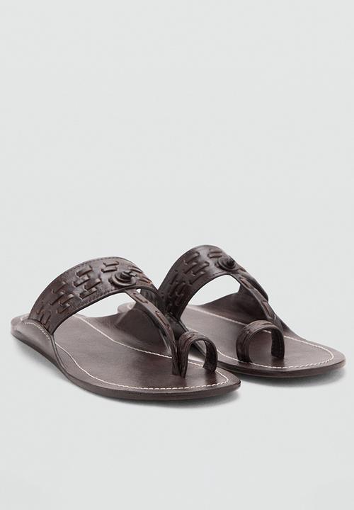 MANGO - India toe post slide - dark brown