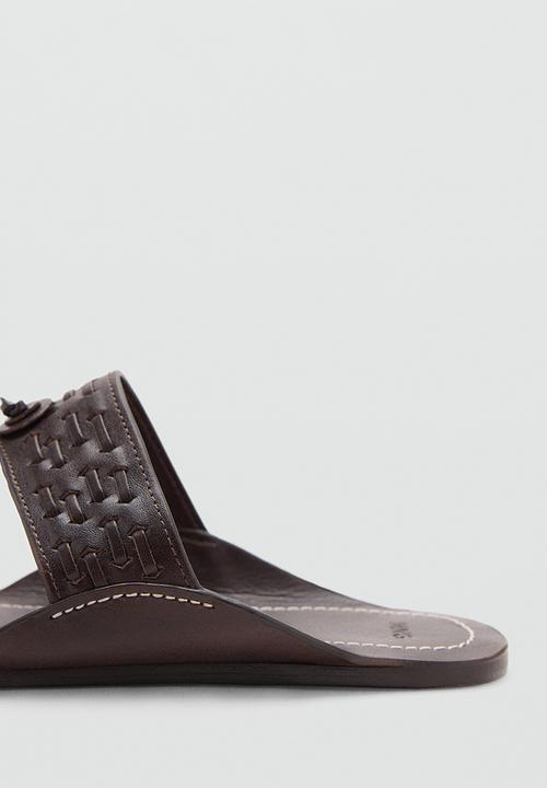 MANGO - India toe post slide - dark brown