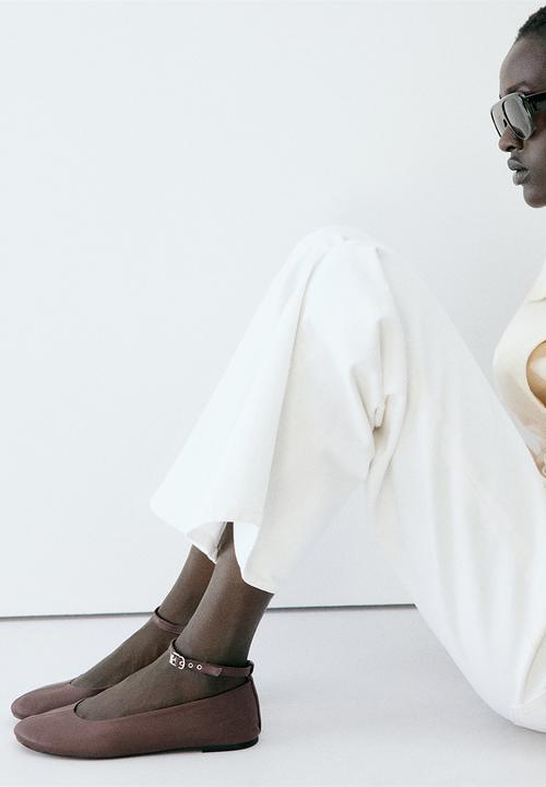MANGO - Chiwi leather mary-jane pump - dark brown