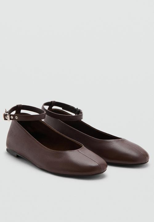 MANGO - Chiwi leather mary-jane pump - dark brown
