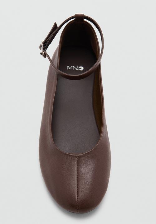 MANGO - Chiwi leather mary-jane pump - dark brown