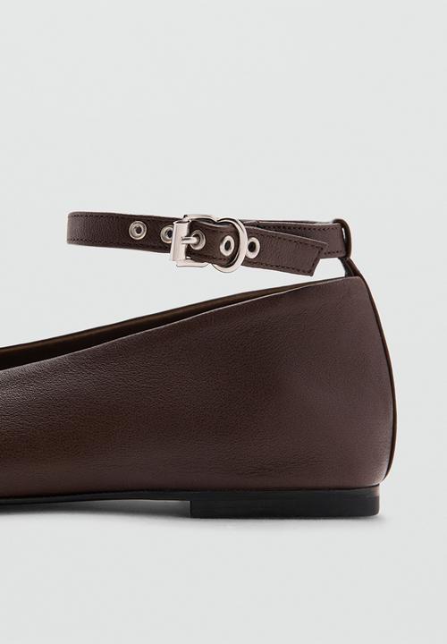 MANGO - Chiwi leather mary-jane pump - dark brown