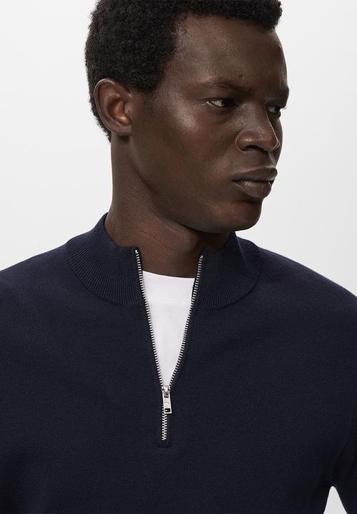 MANGO - Knitted sweater with perkins neck - navy