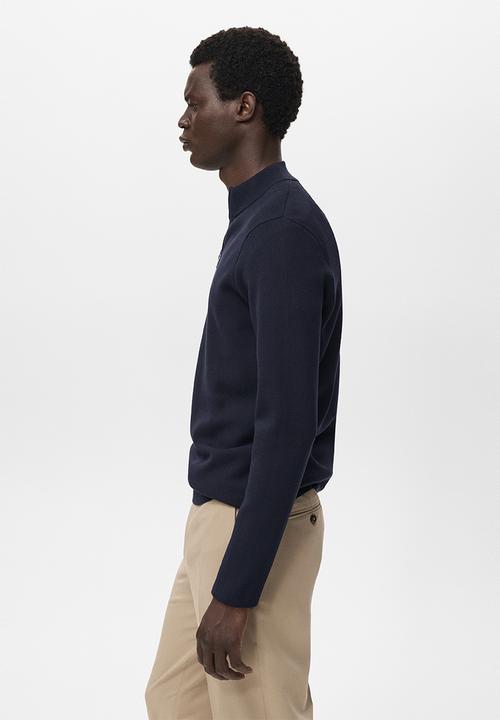 MANGO - Knitted sweater with perkins neck - navy