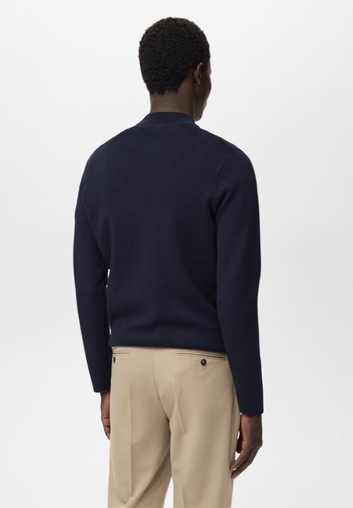 MANGO - Knitted sweater with perkins neck - navy