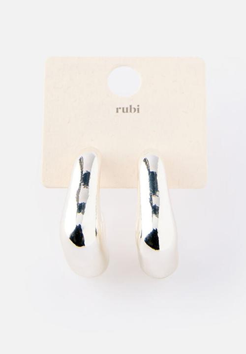 Rubi - Mid Hoop Earring - Up Silver Chunky Irregular Hoop